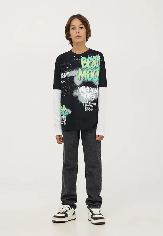 Men's Shirts with Ruffled HemlinesBoys  Long-sleeved T-shirt