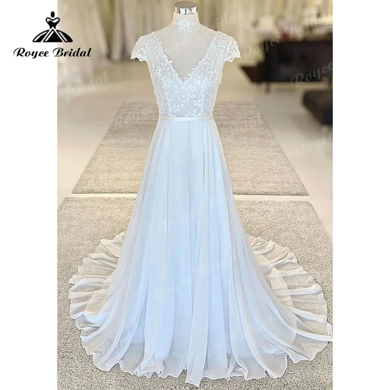 Roycebridal BRIDE,BRIDE EXPLORE All Wedding Dresses,BRIDE EXPLORE Custom Wedding Dresses ๐,BRIDE EXPLORE Plus SizeCap Sleeve Lace Bodice V Neck Backless Chiffon A Line Beach Summder Wedding Dress 2025 Vintage vestido para boda playa Boho Roycebridal BRIDE,BRIDE EXPLORE All Wedding Dresses,BRIDE EXPLORE Custom Wedding Dresses ๐,BRIDE EXPLORE Plus SizeCap Sleeve Lace Bodice V Neck Backless Chiffon A Line Beach Summder Wedding Dress 2025 Vintage vestido para boda playa Boho