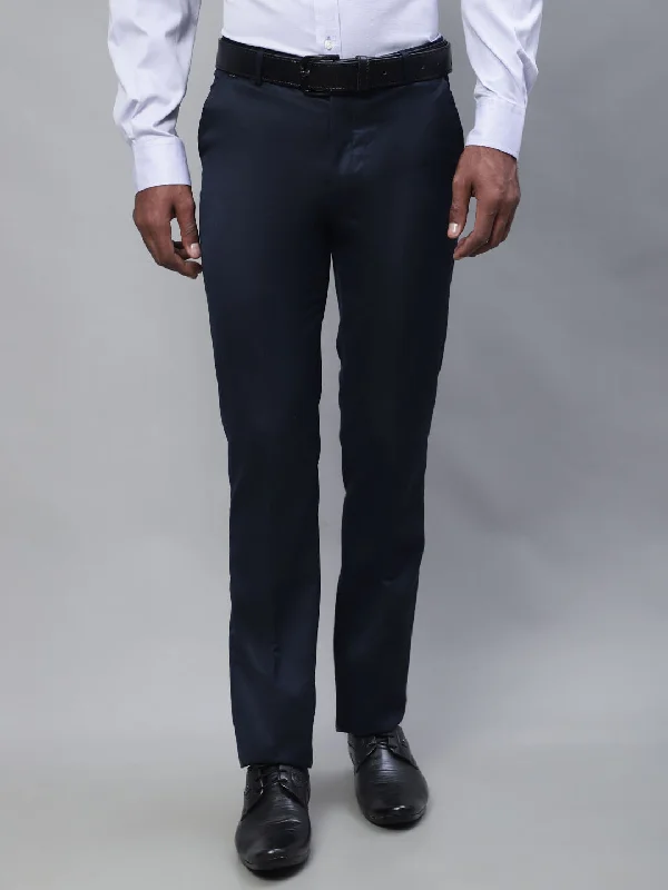 Men's Custom-Fit Pants for a Personalized TouchMen's Formal Flat front Navy Blue Trousers Men's Custom-Fit Pants for a Personalized TouchMen's Formal Flat front Navy Blue Trousers