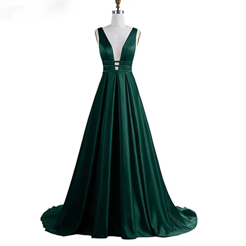 Satin Women Sexy Long Dark Green Prom Gown Wedding Party Gown Special Occasion Weddings Events Satin Women Sexy Long Dark Green Prom Gown Wedding Party Gown Special Occasion Weddings Events