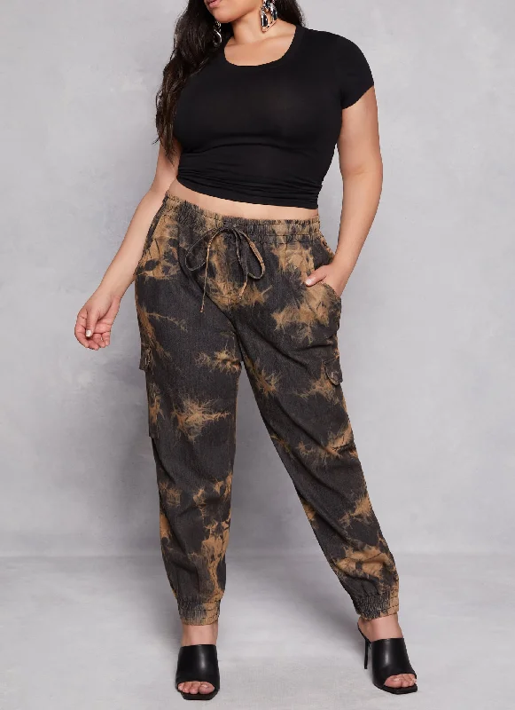 Inexpensive Men's JeansPlus Size Tie Dye Denim Joggers