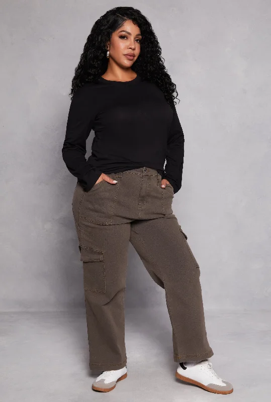 Men's Jeans with Embroidered LogosPlus Size Almost Famous Wide Leg Cargo Jeans