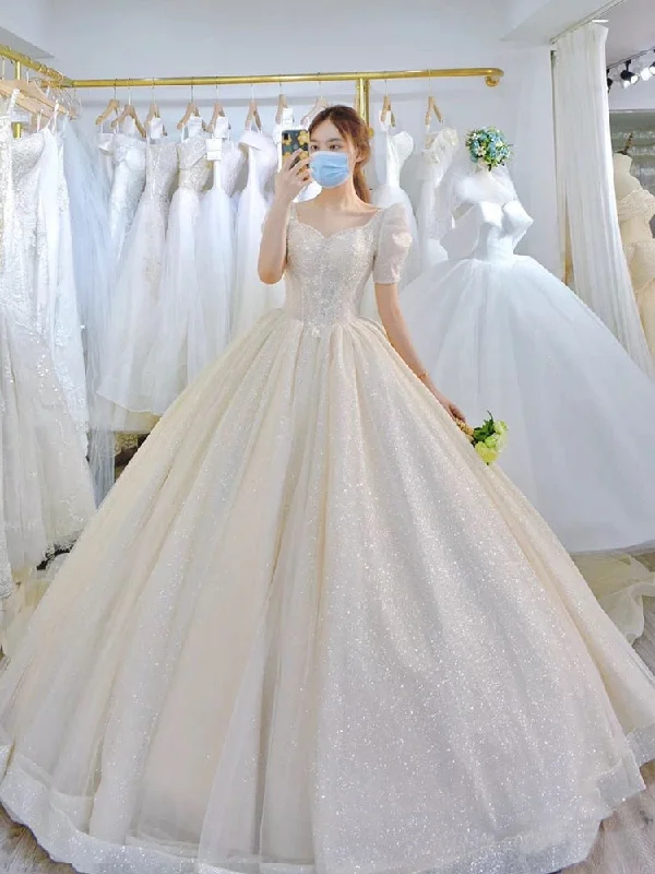 Roycebridal Light Simple Wedding Dress 2021 New Princess Bride Dress Shiny Ball Gown Wedding Dress Vestido De Noiva Roycebridal Light Simple Wedding Dress 2021 New Princess Bride Dress Shiny Ball Gown Wedding Dress Vestido De Noiva