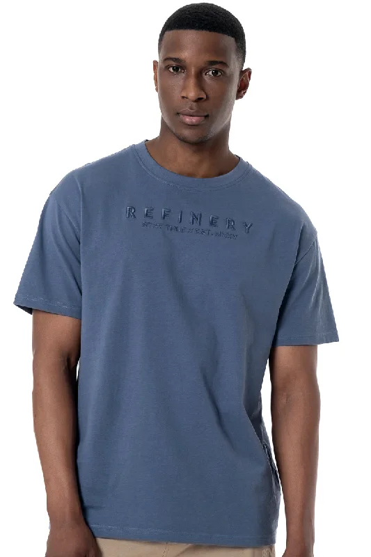 Men's Shirts with Short PlacketsOversized Branded T-Shirt _ 153363 _ Indigo