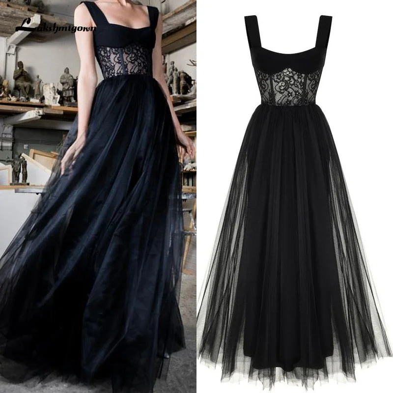 Roycebridal Lakshmigown Custom Made Gothic Black Wedding Dress Sleeveless Floor Length Modest Tulle Black Wedding Gown vestido de novia Roycebridal Lakshmigown Custom Made Gothic Black Wedding Dress Sleeveless Floor Length Modest Tulle Black Wedding Gown vestido de novia