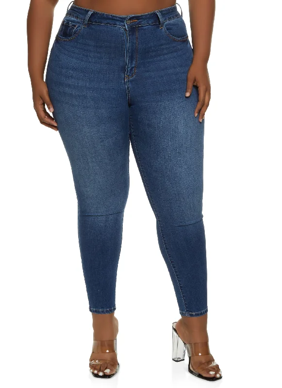 Classic Blue Men's JeansPlus Size WAX Push Up High Rise Skinny Jeans