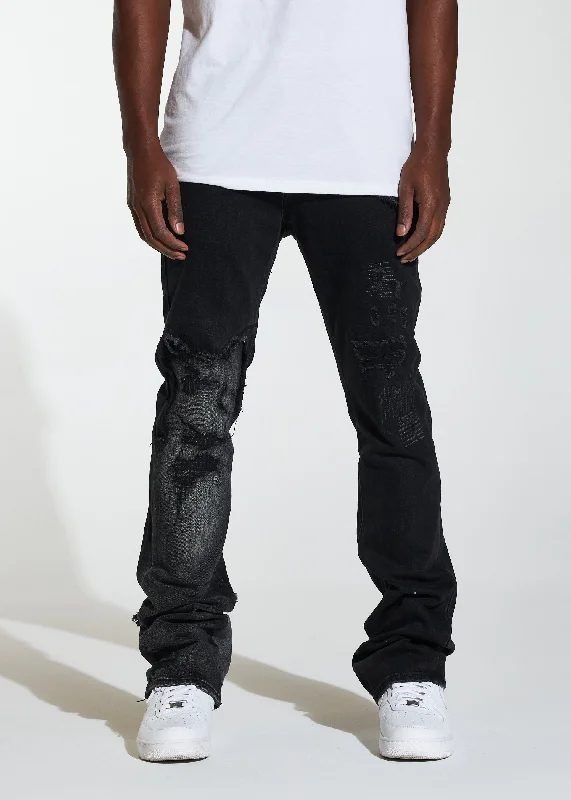 Men's Straight-Leg Jeans in Dark WashArch Stacked Flare Denim (Washed Black)
