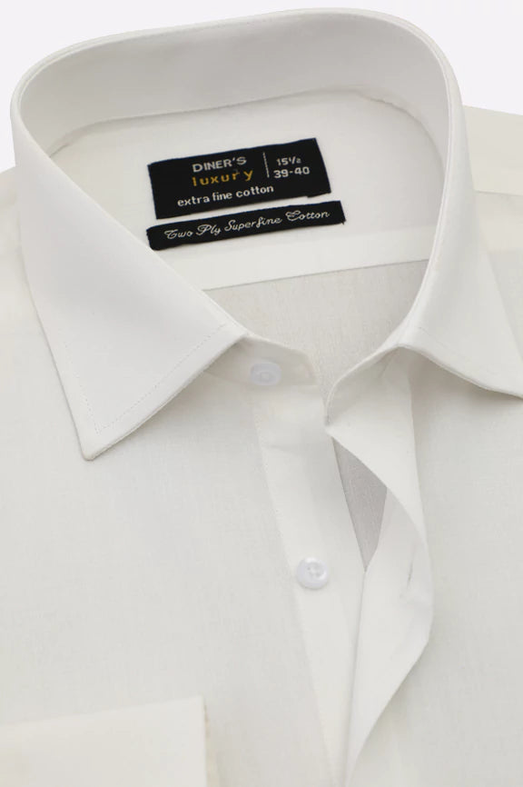 White Self Textured Formal Shirt