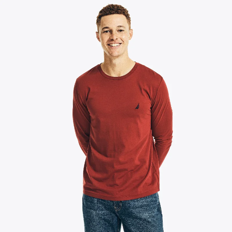 Men's Shirts with Lace-Up HemlinesNautica Mens Crewneck Long-Sleeve T-Shirt