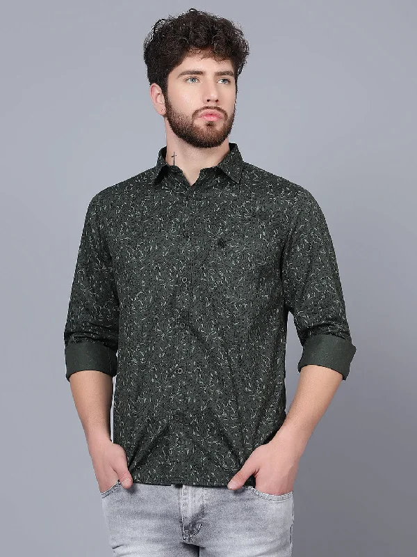 Men's Skinny-Fit Shirts for a Trendy LookMen's Olive Green Casual Abstract Print Full Sleeve Shirt Men's Skinny-Fit Shirts for a Trendy LookMen's Olive Green Casual Abstract Print Full Sleeve Shirt