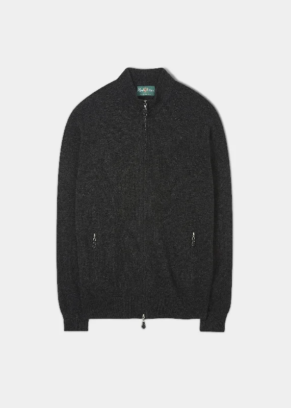 Men's Pants with Welt PocketsMidhurst Full Zip Jumper In Charcoal - Regular Fit