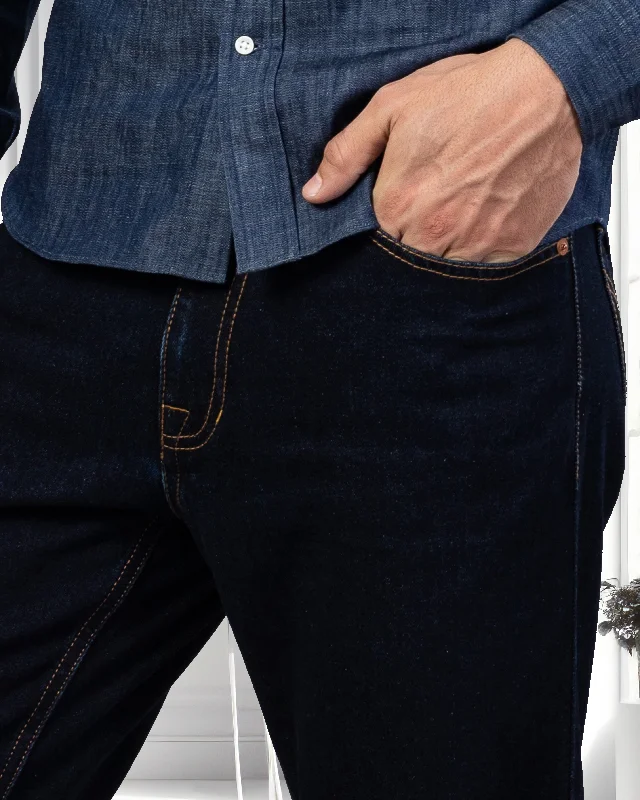 Men's Straight-Leg Jeans in Dark WashFade Washed Dark Indigo Jeans