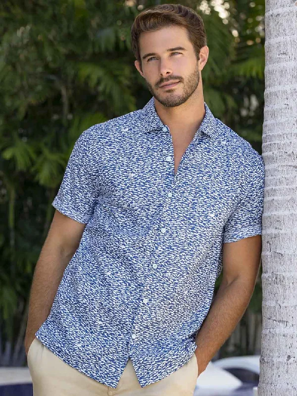 Men's Polo Shirts for Sports and Casual WearTori Richard Shark Cotton Lawn Camp Shirt - Marina Men's Polo Shirts for Sports and Casual WearTori Richard Shark Cotton Lawn Camp Shirt - Marina