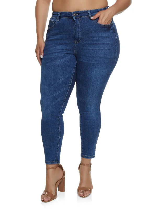 Stylish Men's JeansPlus Size WAX Whiskered High Waist Skinny Jeans