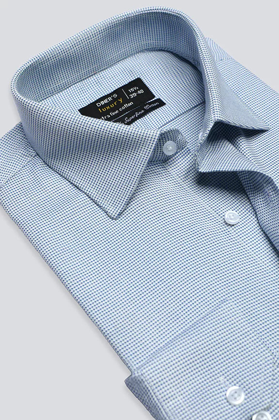 Blue Textured Formal Shirt