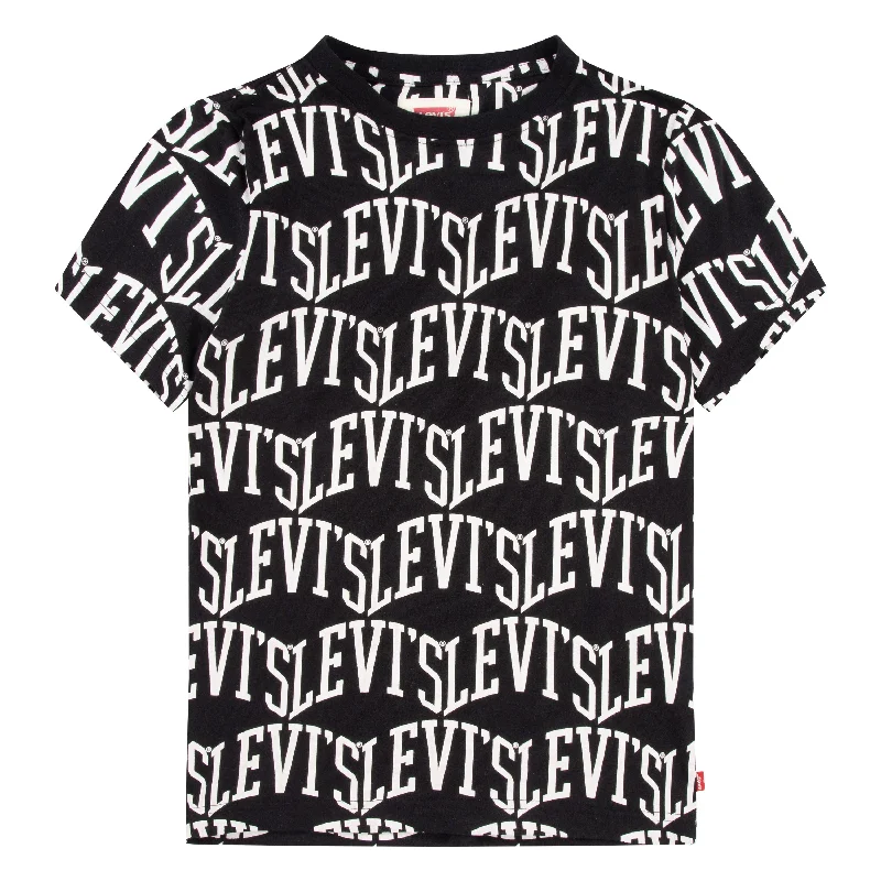 Men's Shirts with Bow TiesBlack Allover Logo T-Shirt