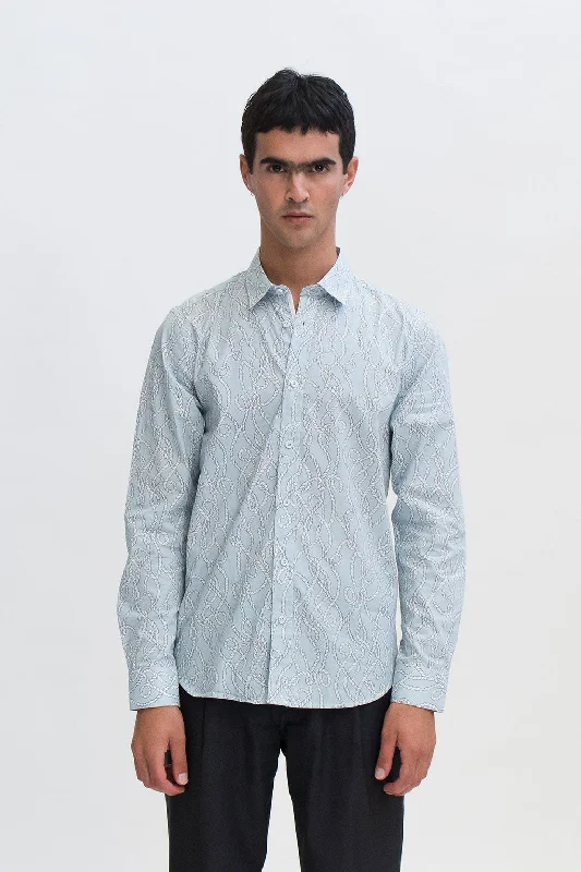 Comfortable Men's Flannel ShirtsLong Sleeve Shirt Blue Rope