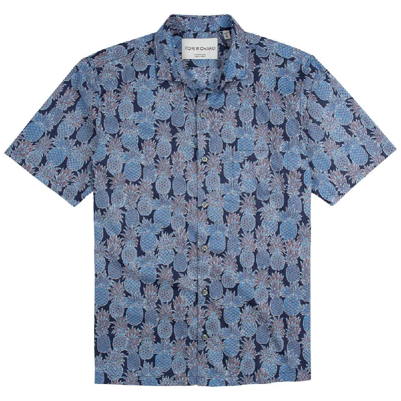 Men's Performance Fabric Shirts for All-Day ComfortTori Richard Ornamentals Cotton Lawn Camp Shirt - Navy Men's Performance Fabric Shirts for All-Day ComfortTori Richard Ornamentals Cotton Lawn Camp Shirt - Navy