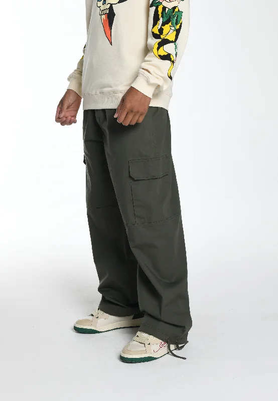 Lightweight Men's Linen PantsMens D-B-D Tonal Woven Cargo Trousers - Green