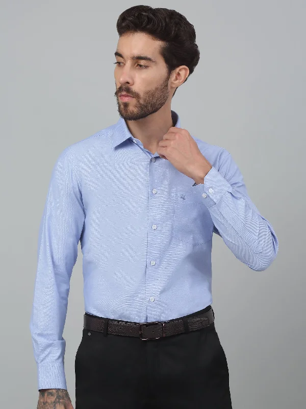 Men's Machine-Washable Shirts for ConvenienceMen's Blue Formal Self Textured Full Sleeve Shirt Men's Machine-Washable Shirts for ConvenienceMen's Blue Formal Self Textured Full Sleeve Shirt