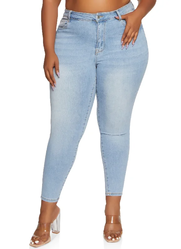 Men's Jeans for Everyday WearPlus Size WAX Basic High Waist Skinny Jeans