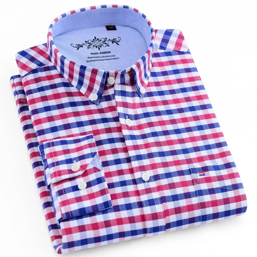 Men's Dressy Button-Down Shirts for Formal OccasionsMen's Patch Pocket Checkered Shirt Men's Dressy Button-Down Shirts for Formal OccasionsMen's Patch Pocket Checkered Shirt