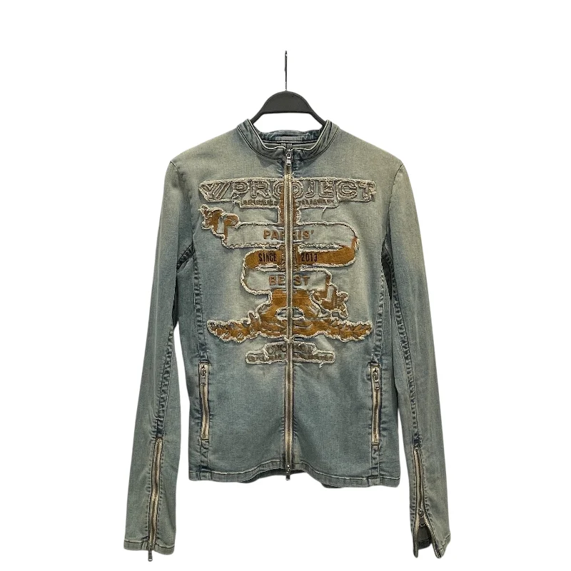 Men's Jeans with Fashionable RipsY/PROJECT/Denim Jkt/L/Denim/BLU/Graphic/Paris' Best Jacket Men's Jeans with Fashionable RipsY/PROJECT/Denim Jkt/L/Denim/BLU/Graphic/Paris' Best Jacket