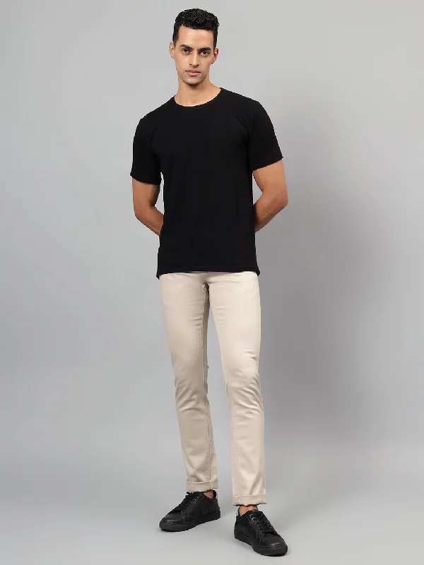Men's Custom-Fit Pants for a Personalized TouchMen's Beige Self-Design Non-Pleated Casual Trouser Men's Custom-Fit Pants for a Personalized TouchMen's Beige Self-Design Non-Pleated Casual Trouser