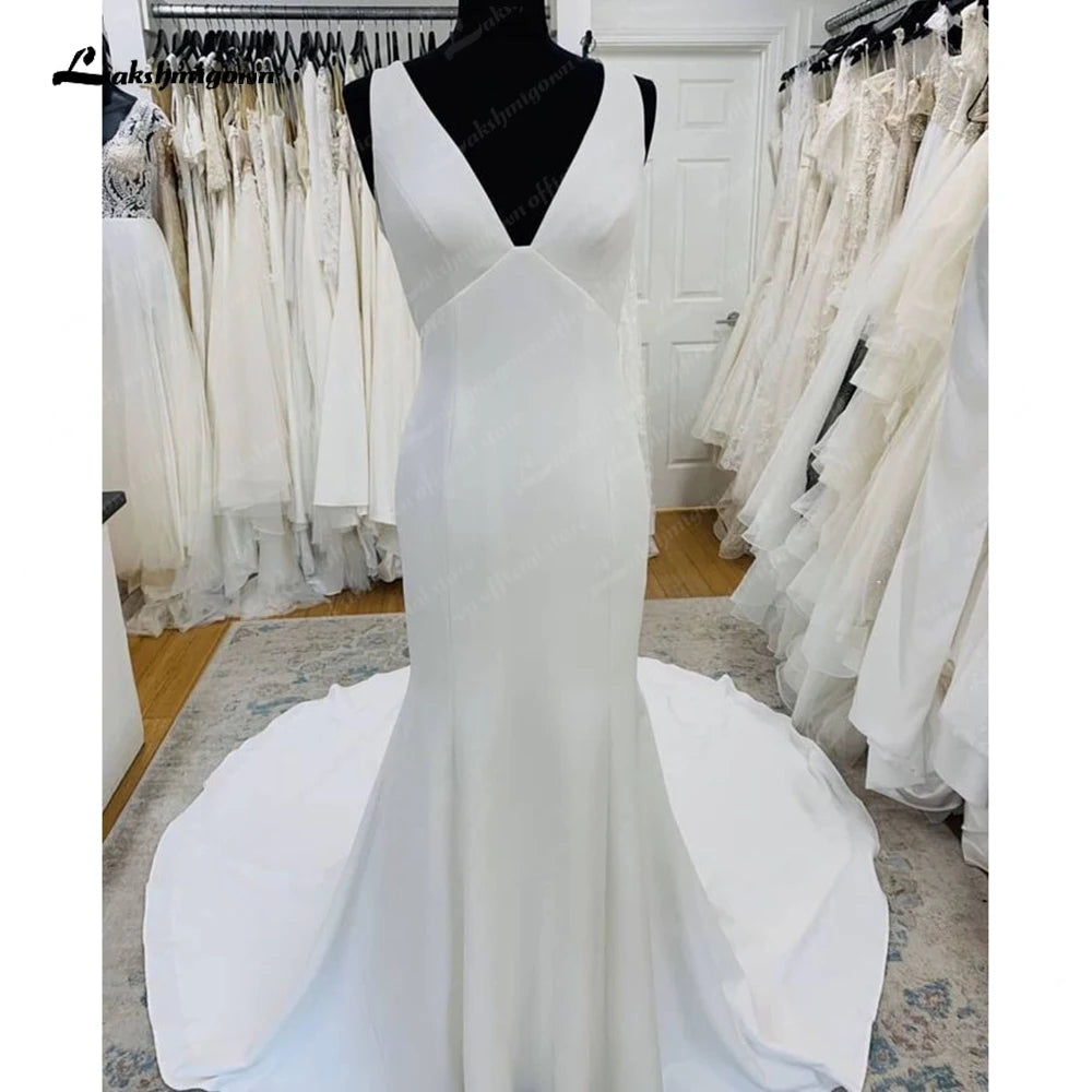 Roycebridal Robe Satin Mermaid Wedding Dresses for Bride Open Back Elegant Boho Wedding Gowns Vestido de Noiva Roycebridal Robe Satin Mermaid Wedding Dresses for Bride Open Back Elegant Boho Wedding Gowns Vestido de Noiva