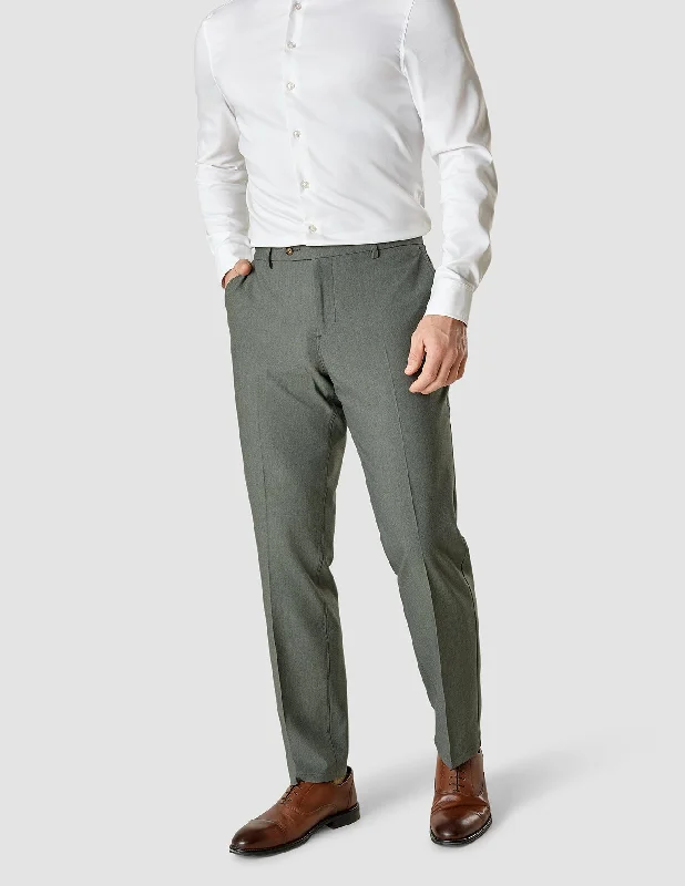 Men's Low-Waisted Pants for a Casual VibeEssential Suit Pants Regular Green Melange