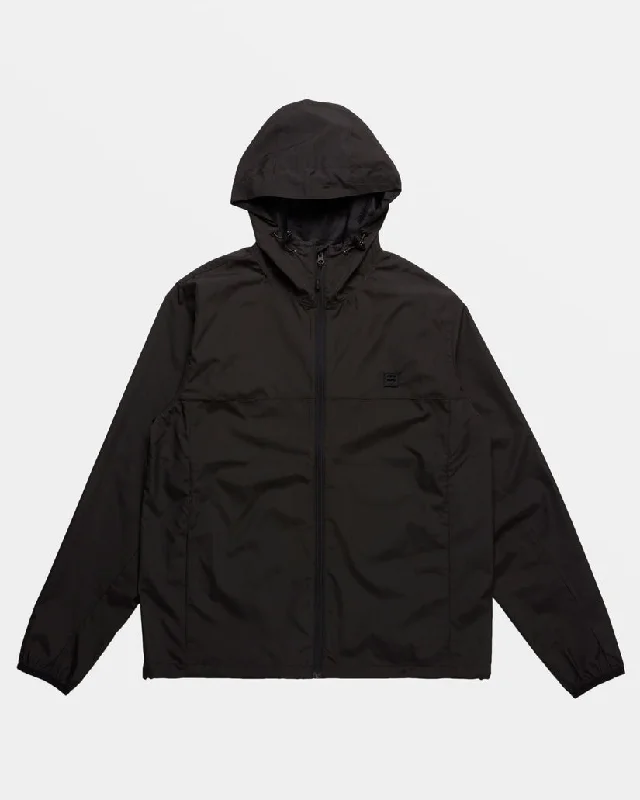 Classic Men's Trench CoatsBillabong Transport Windbreaker Jacket-Black
