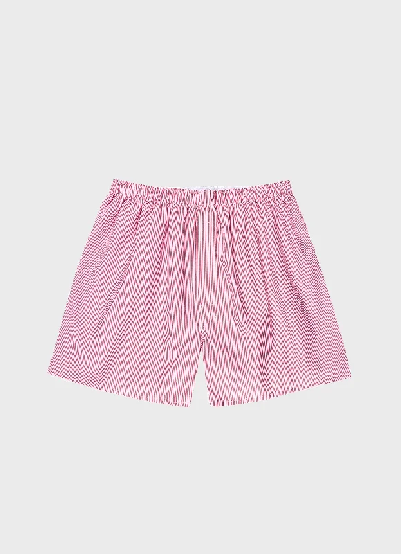 Men's Pants with Deep PocketsMen's Classic Boxer Shorts in White/Red/Navy Pinstripe