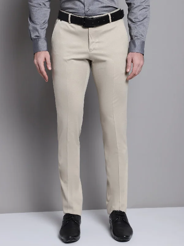 Men's Pants with Turn-Up CuffsMen's Formal Flat front Fawn  Trousers