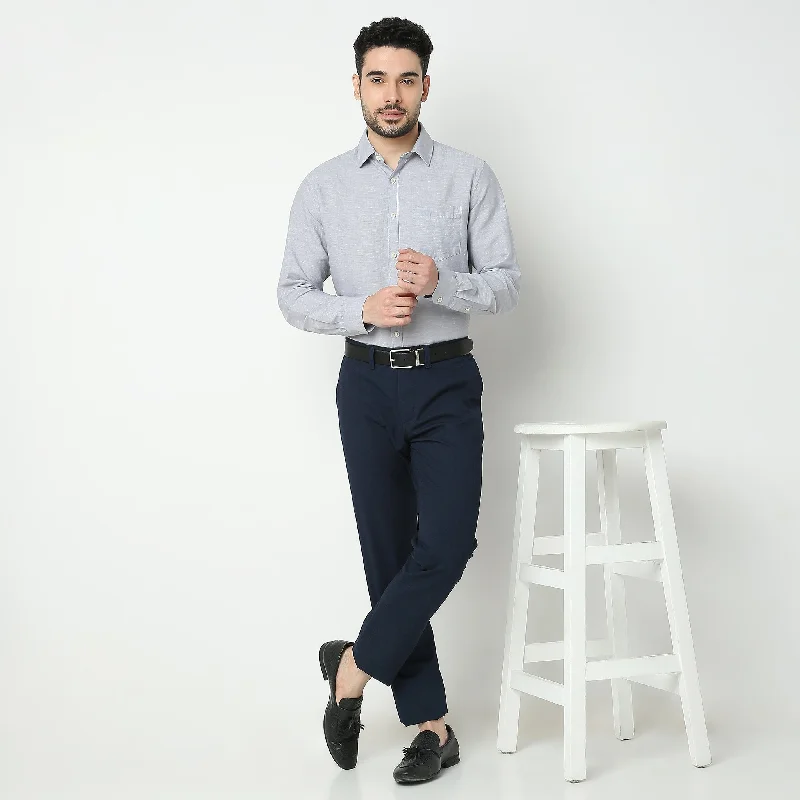 Men's Insulated Shirts for Cold WeatherLinen Rich - Regular Fit Solid Shirt