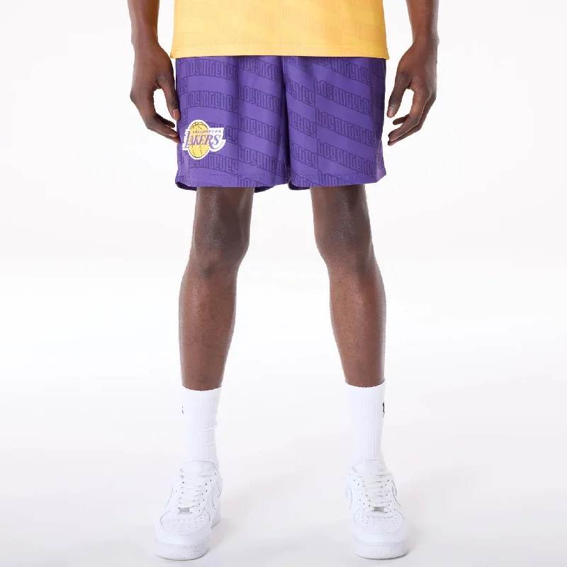 Men's Yoga Pants for FlexibilityLA Lakers NBA All Over Print Graphic Purple Shorts