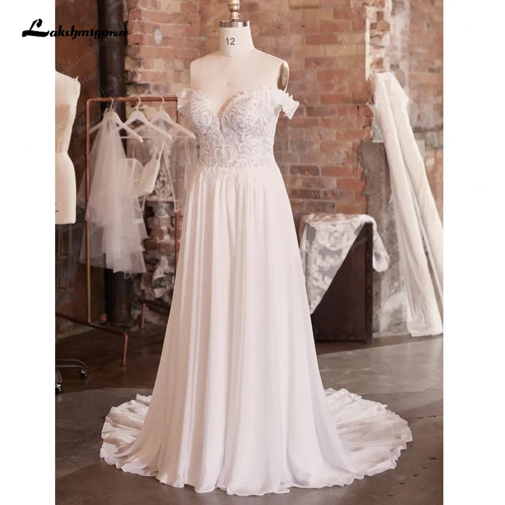 Roycebridal Chiffon Long Boho Wedding Dress Beach Vestido Novia 2025 Off the Shoulder Sexy Bridal Gowns Lace Appliques Roycebridal Chiffon Long Boho Wedding Dress Beach Vestido Novia 2025 Off the Shoulder Sexy Bridal Gowns Lace Appliques