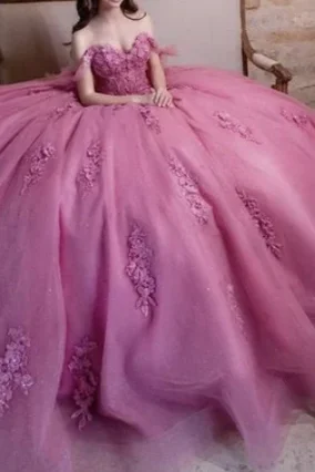 Off The Shoulder Quinceanera Dress Sweetheart Appliques Ball Gown