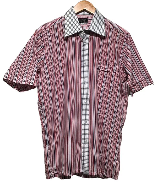 Men's Spread-Collar Shirts for a Bold StatementCheck and Striped Shirt (Size L)