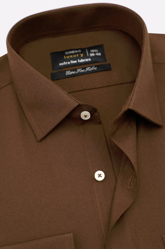Brown Dobby Textured Formal Shirt