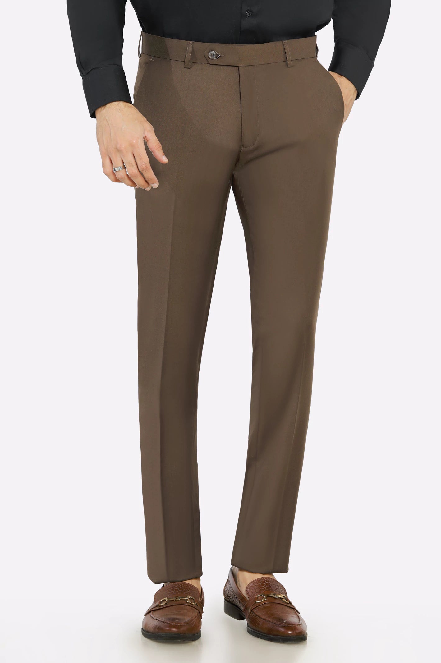 Brown Slim Fit Formal Trouser
