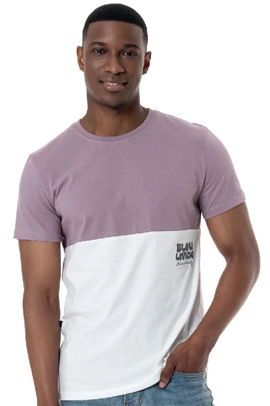 Men's Shirts with Geometric PatternsColorblock T-Shirt _ 152130 _ Berry