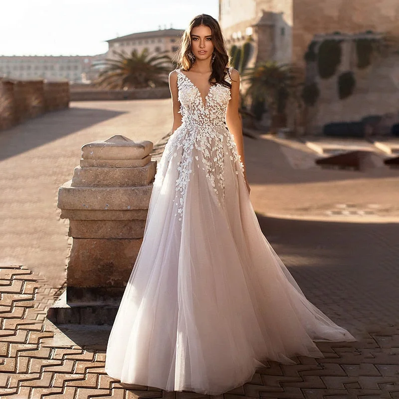 Roycebridal KapokDressy Beach Wedding Dress 2021 Backless 3D Flowers Sleeveless V-neck Boho A-Line Princess Bride Gowns Vestido De Novia Roycebridal KapokDressy Beach Wedding Dress 2021 Backless 3D Flowers Sleeveless V-neck Boho A-Line Princess Bride Gowns Vestido De Novia