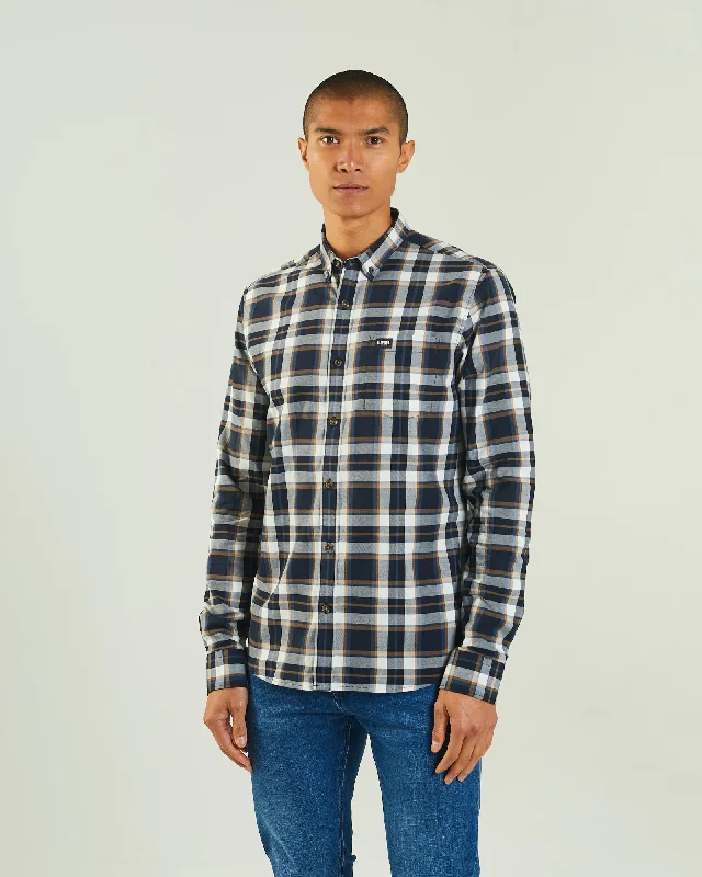 Men's Scoop Neck T-Shirts for a Relaxed FeelBooker LS Shirt Navy Check