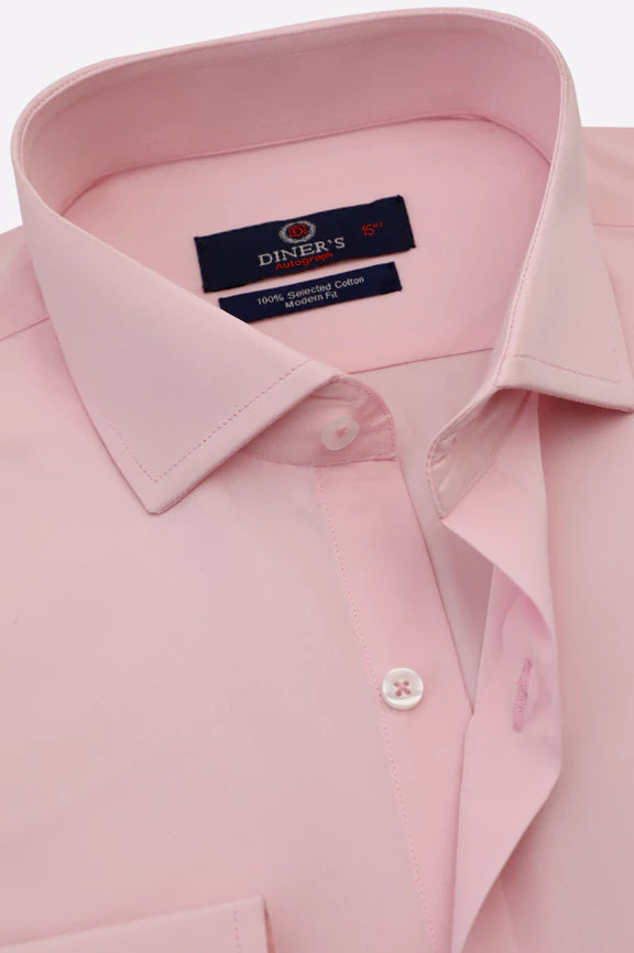 Pink Plain Formal Autograph Shirt