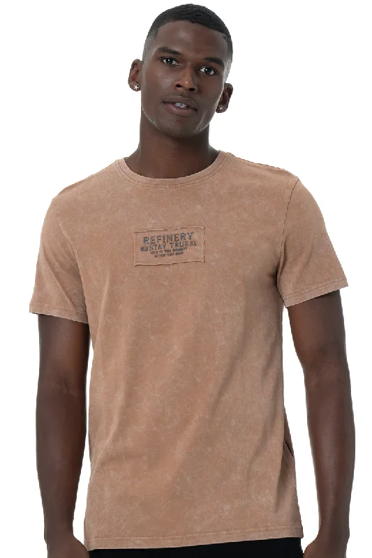 Men's Shirts with High NecksAcid Wash T-Shirt _ 147298 _ Brown