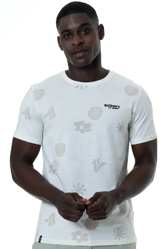 Warm Men's Fleece-Lined TopsPrinted T-Shirt _ 153237 _ Off White