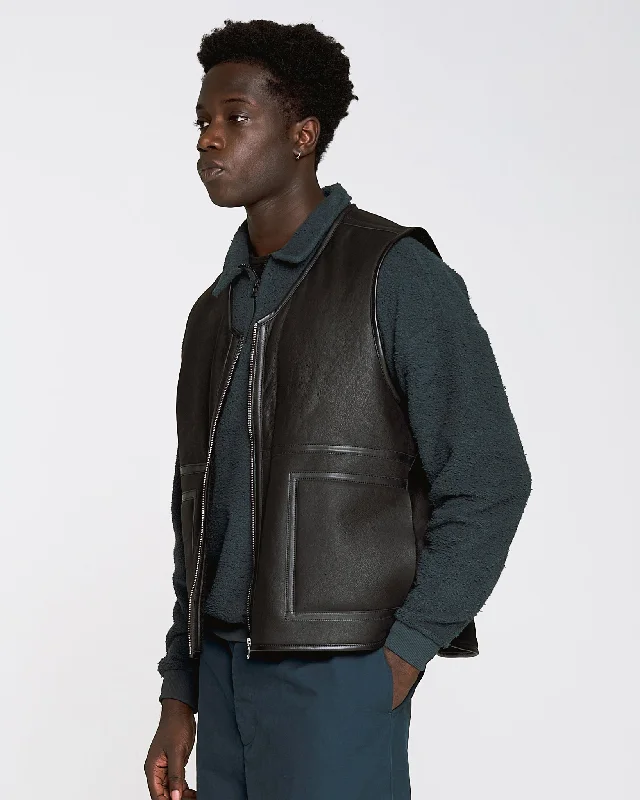 Men's Coats with Inner PocketsAviator Vest Shearling Black