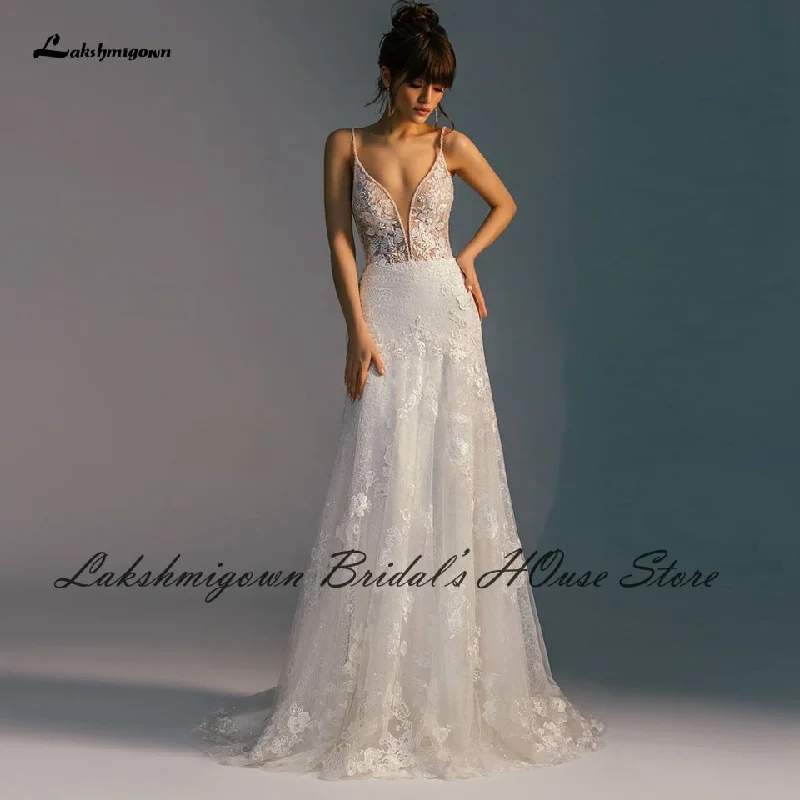 Roycebridal Lakshmigown Robe Vintage Backless Mermaid Wedding Dress Spaghetti Straps Beaded Lace Vestido Boho Chic Bridal Wedding Gowns Roycebridal Lakshmigown Robe Vintage Backless Mermaid Wedding Dress Spaghetti Straps Beaded Lace Vestido Boho Chic Bridal Wedding Gowns
