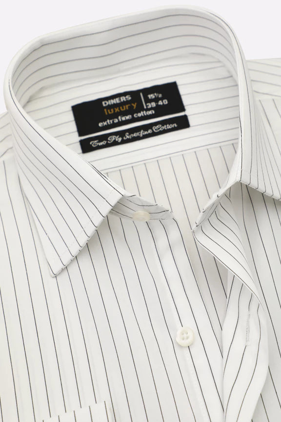 White Pencil Stripe Formal Shirt