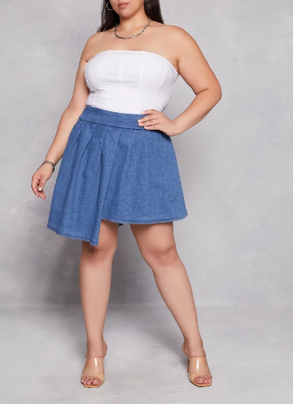 Men's Jeans for a Night OutPlus Size Daisy Asymmetrical Pleated Denim Skort